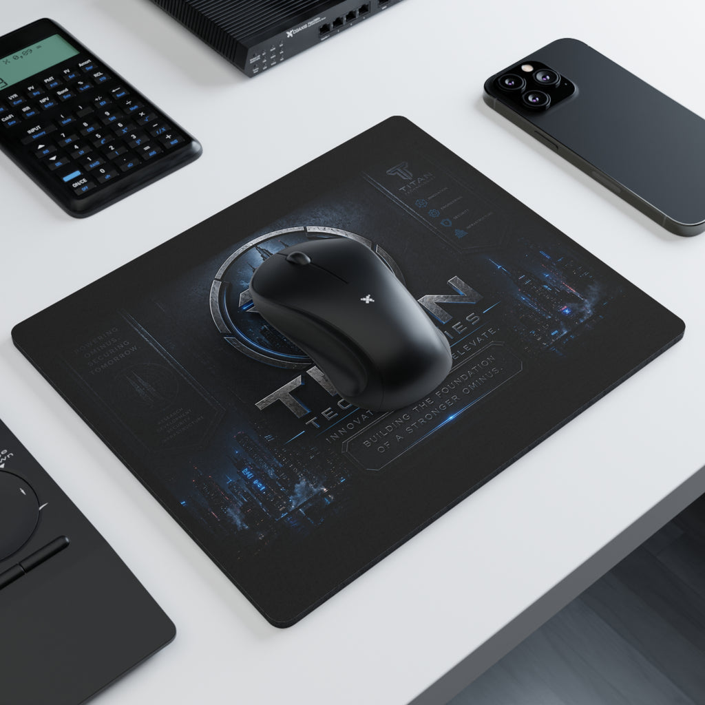 Titan Technologies Rectangular Gaming Mouse Pad — Futuristic Cyberpunk Desk Mat