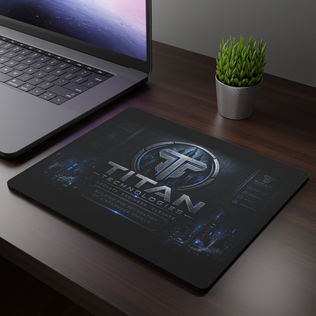 Titan Technologies Rectangular Gaming Mouse Pad — Futuristic Cyberpunk Desk Mat