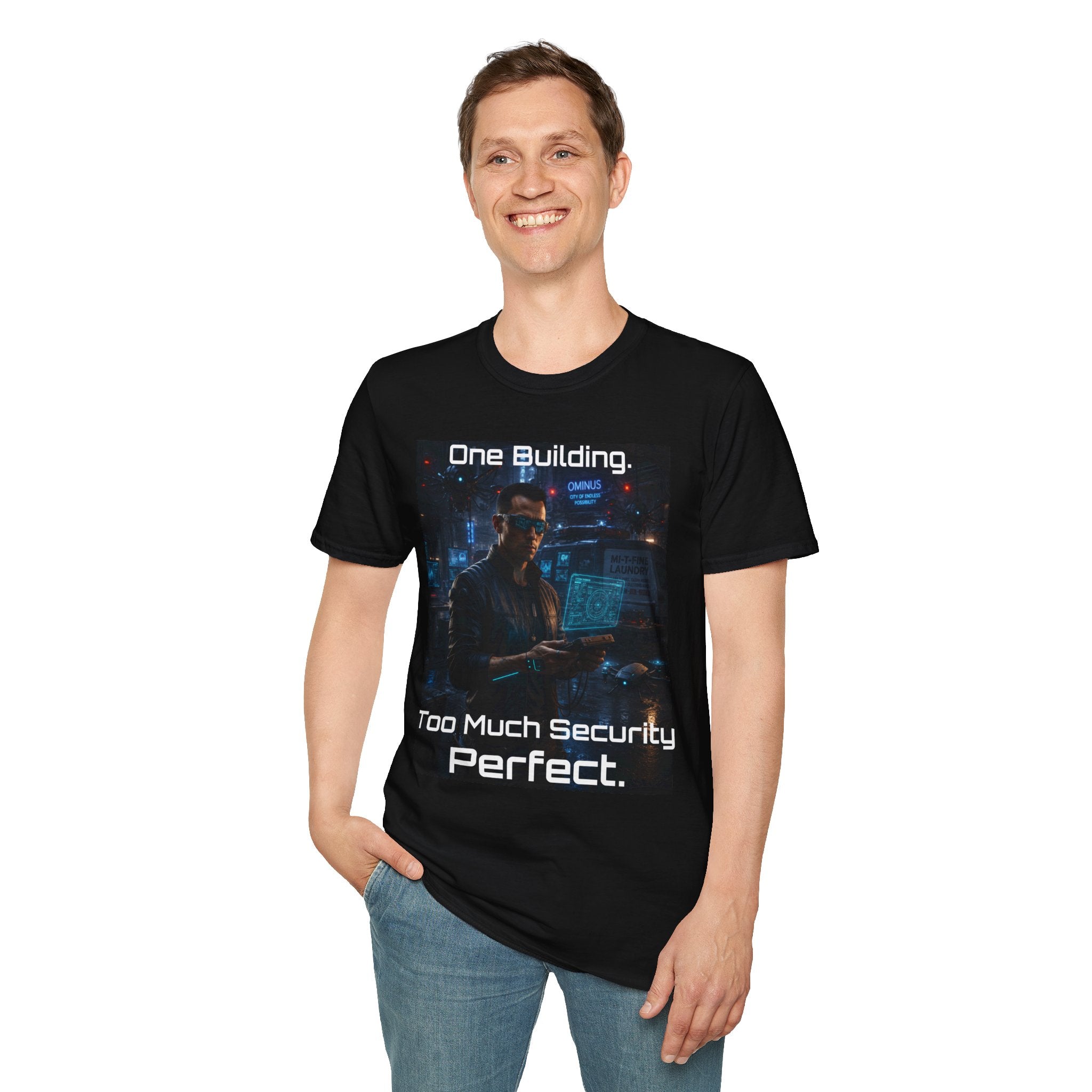 Khan Character T-Shirt — "One Building. Too Much Security. Perfect."