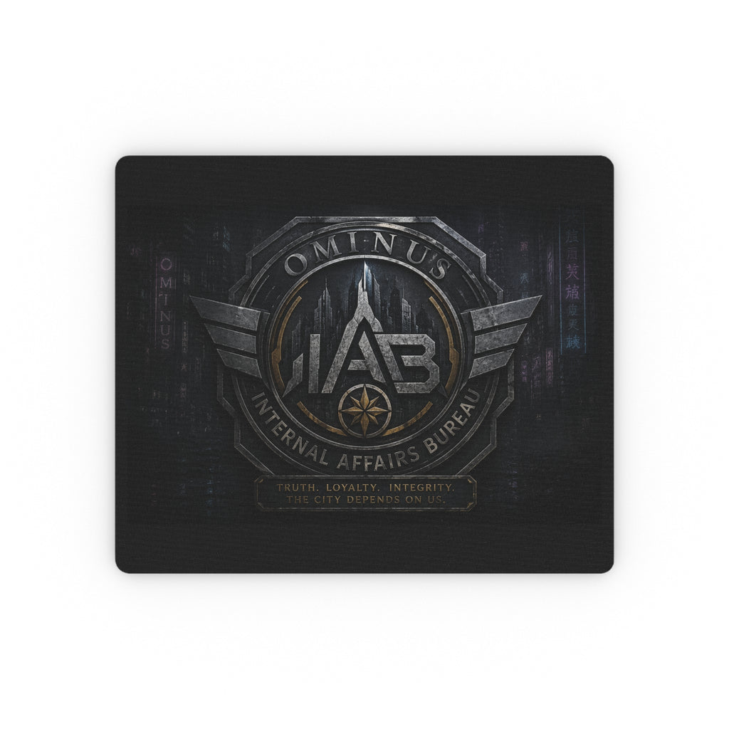Internal Affairs Bureau (IAB) Emblem Gaming Mouse Pad — Sleek Cyberpunk Desk Mat