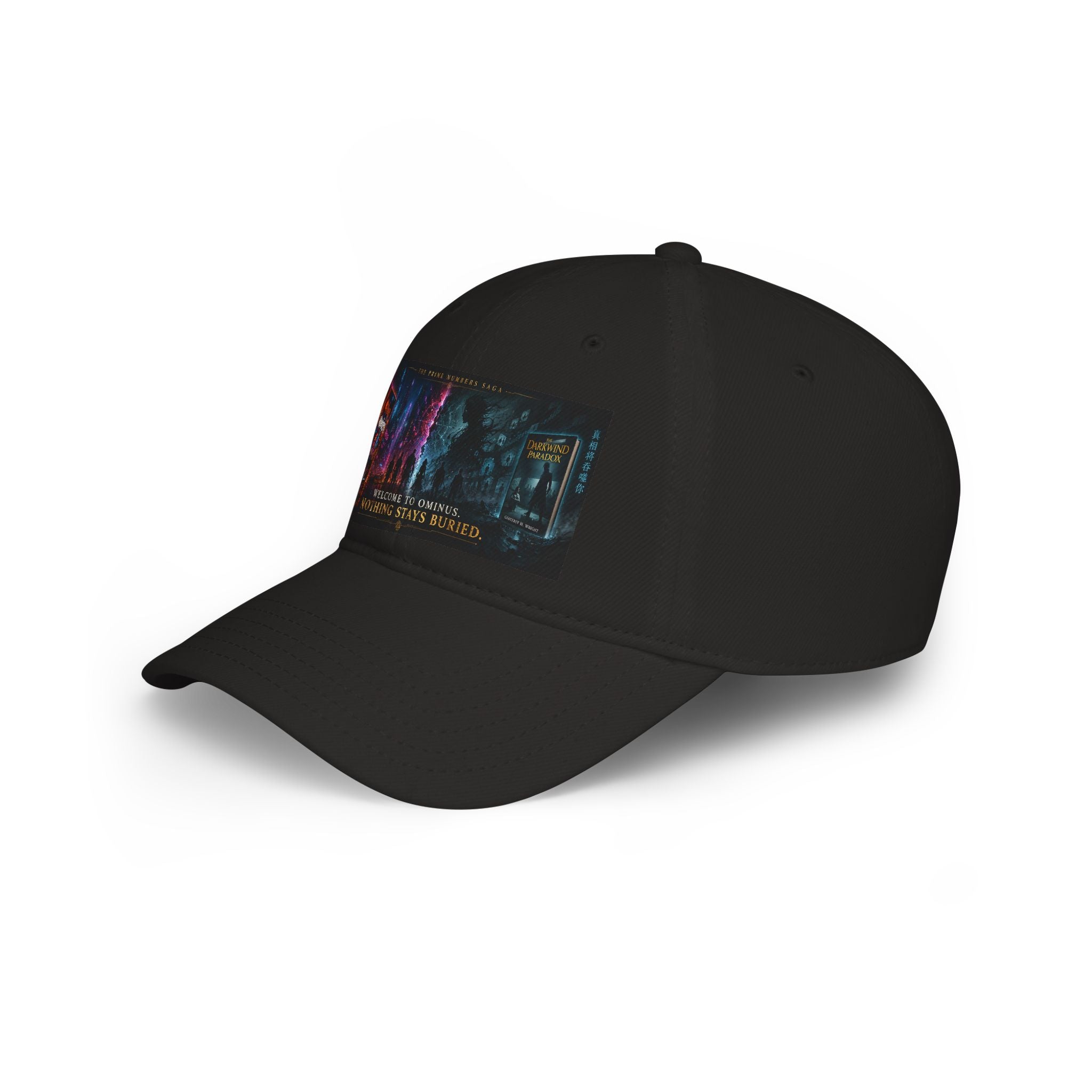 Prime Numbers Saga Baseball Cap — “Nothing Stays Buried” Neon Cyberpunk City Hat