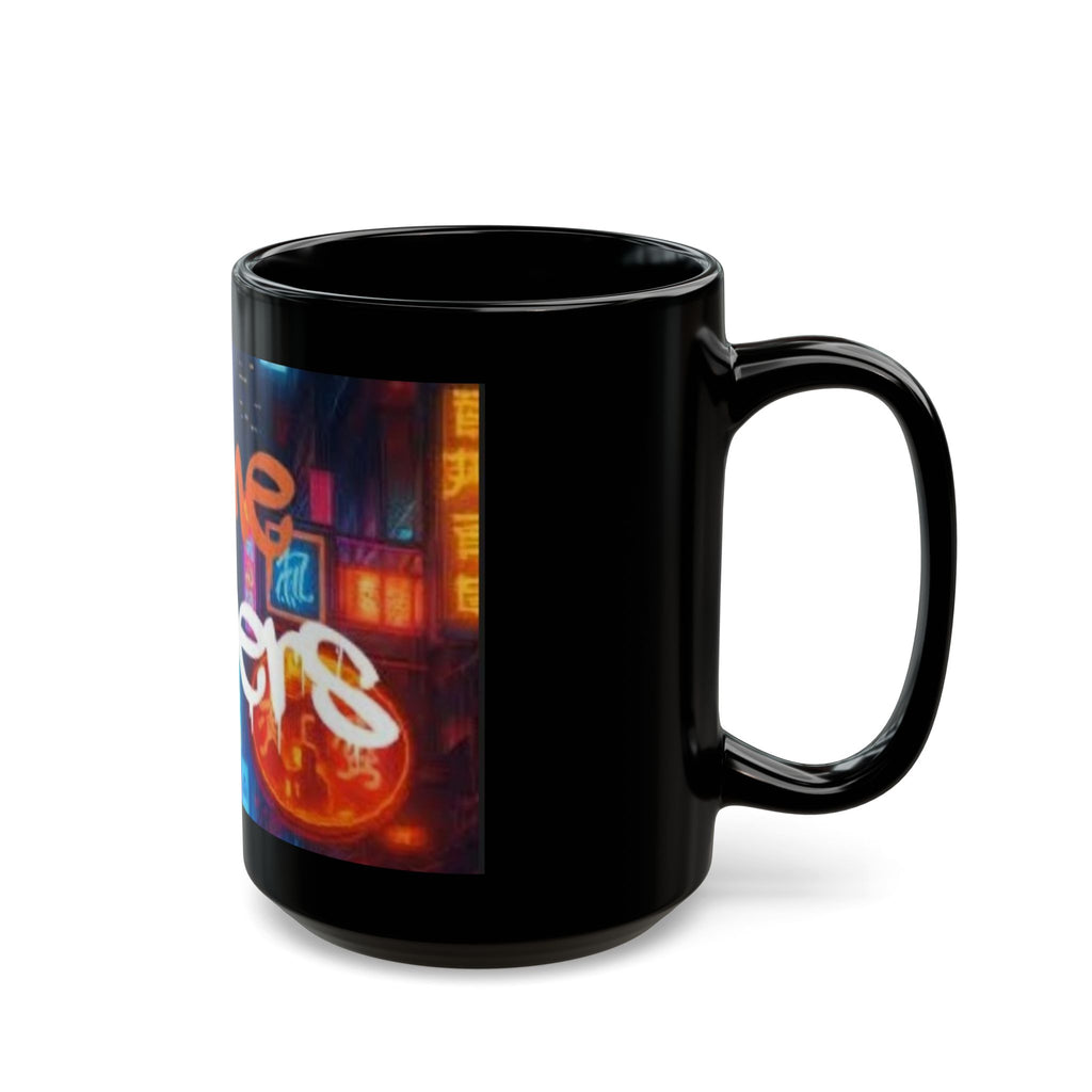 Prime Numbers Black Coffee Mug – Neon Graffiti Math Design (11oz & 15oz)