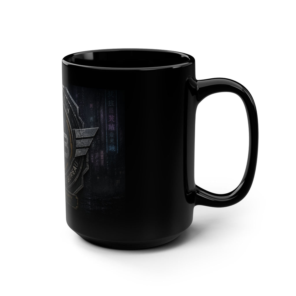 Interval Affairs Bureau (IAB) Emblem Black 15oz Mug — Ominous Military-Style Coffee Cup