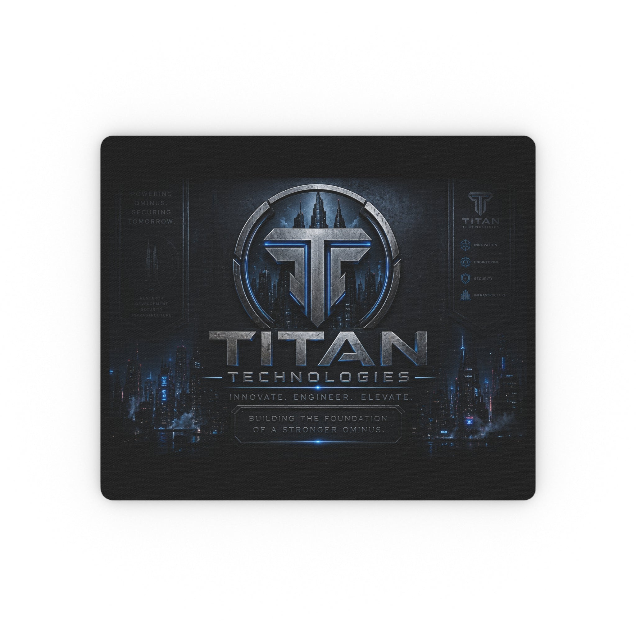 Titan Technologies Rectangular Gaming Mouse Pad — Futuristic Cyberpunk Desk Mat